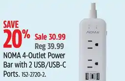 Canadian Tire NOMA 4-Outlet Power Bar with 2 USB/USB-C Ports offer