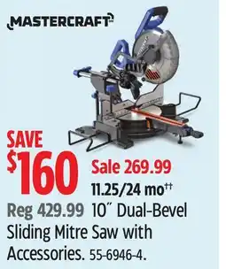 Canadian Tire Mastercraft 10˝ Dual-Bevel Sliding Mitre Saw with Accessories offer