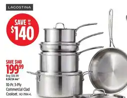 Canadian Tire Lagostina 10-Pc 3-Ply Commercial Clad Cookset offer