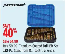 Canadian Tire Mastercraft Titanium-Coated Drill Bit Set, 230-Pc offer