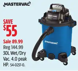 Canadian Tire Mastervac 30L Wet/Dry Vac offer