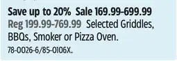 Canadian Tire Selected Griddles, BBQs, Smoker or Pizza Oven offer