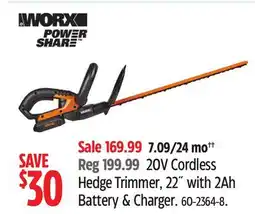 Canadian Tire WORX 20 Cordless Hedge Trimmer offer