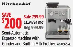 Canadian Tire Semi-Automatic Espresso Machine with Grinder and Built-in Milk Frother offer