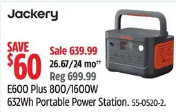 Canadian Tire Jackery E600 Plus 800/1600W 632Wh Portable Power Station offer