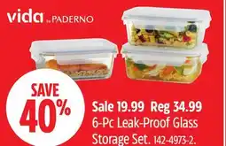 Canadian Tire vida by paderno 6-Pc Leak-Proof Glass Storage Set offer