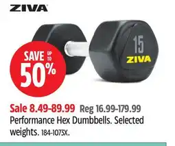 Canadian Tire Ziva Performance Hex Dumbbells offer