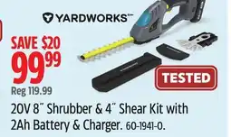 Canadian Tire Yardworks 20V 8 Shrubber & 4 Shear Kit with 2Ah Battery & Charger offer