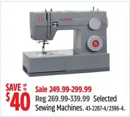 Canadian Tire Singer Selected Sewing Machine offer