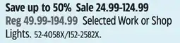 Canadian Tire Selected Work or Shop Lights offer