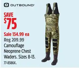 Canadian Tire OUTBOUND Camouflage Neoprene Chest Waders offer