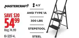 Canadian Tire Mastercraft 3-Step Ladder Heavy-Duty Metal/Plastic Folding Step Stool offer