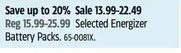 Canadian Tire Selected Energizer Battery Packs offer