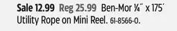 Canadian Tire Ben-Mor 1⁄4˝ x 175´ Utility Rope on Mini Reel offer