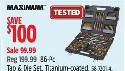 Canadian Tire Maximum 86-Pc Tap & Die Set offer
