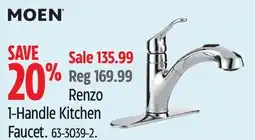 Canadian Tire Moen Renzo 1-Handle Kitchen Faucet offer