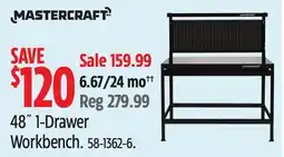 Canadian Tire Mastercraft 48˝ 1-Drawer Workbench offer