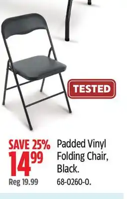Canadian Tire For Living Padded Vinyl Folding Chair, Black offer