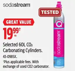 Canadian Tire Sodastream Selected 60L CO2 Carbonating Cylinders offer