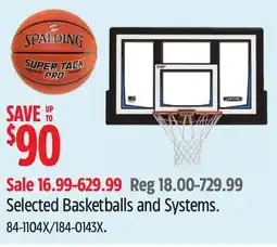 Canadian Tire Spalding Selected Basketballs and Systems offer