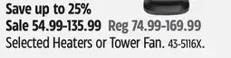 Canadian Tire Noma Selected Heaters or Tower Fan offer