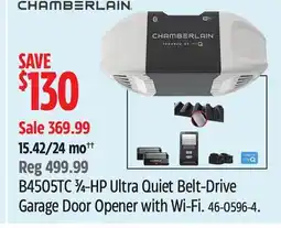 Canadian Tire Chamberlain B4505TC 3⁄4-HP Ultra Quiet Belt-Drive Garage Door Opener with Wi-Fi offer