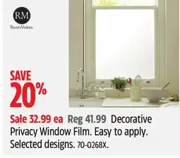 Canadian Tire Decorative Privacy Window Film offer