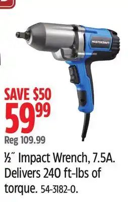 Canadian Tire Mastercraft 1⁄2˝ Impact Wrench, 7.5A offer
