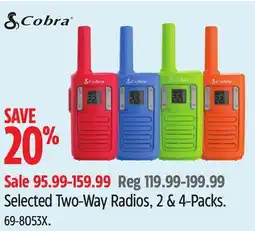 Canadian Tire Cobra Selected Two-Way Radios, 2 & 4-Packs offer