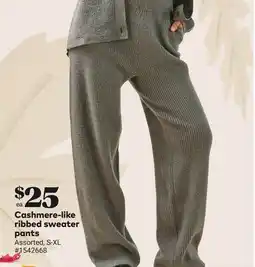 Giant Tiger Cashmere-like ribbed sweater pants offer
