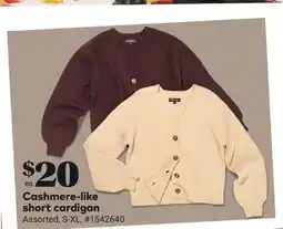 Giant Tiger Cashmere-like short cardigan offer