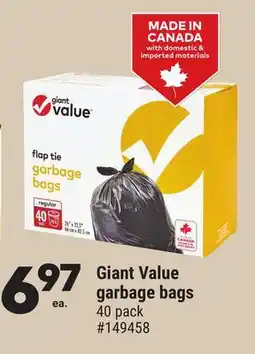 Giant Tiger Giant Value garbage bags offer