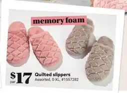 Giant Tiger Quilted slippers offer