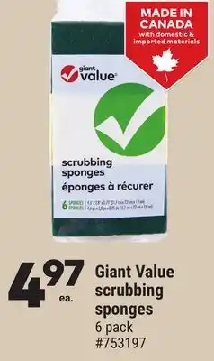 Giant Tiger Giant Value scrubbing sponges offer