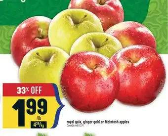 Marché Adonis Royal gala, ginger gold or McIntosh apples offer
