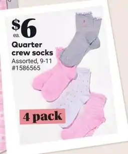 Giant Tiger Quarter crew socks offer