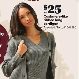 Giant Tiger Cashmere-like ribbed long cardigan offer