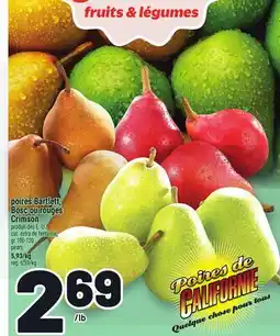 Metro POIRES BARTLETT, BOSC OU ROUGES CRIMSON | PEARS offer