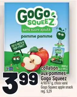Metro COLLATION AUX POMMES GOGO SQUEEZ | GOGO SQUEEZ APPLE SNACK offer