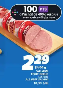 IGA LESTERS ALL BEEF SALAMI offer