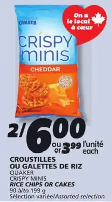 IGA QUAKER CRISPY MINIS RICE CHIPS OR CAKES offer