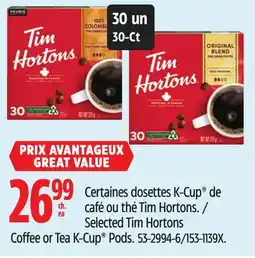 Canadian Tire Keurig Selected Tim Hortons Coffee or Tea K-Cup Pods offer