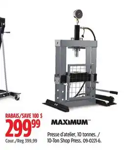 Canadian Tire Maximum 10-Ton Shop Press offer
