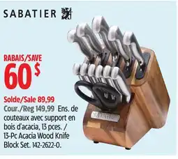 Canadian Tire Sabatier 13-Pc Acacia Wood Knife Block Set offer