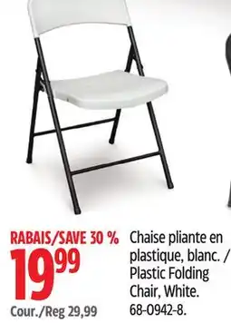 Canadian Tire For Living Plastic Folding Chair, White offer