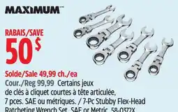 Canadian Tire Maximum 7-Pc Stubby Flex-Head Ratcheting Wrench Set offer