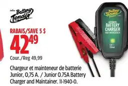 Canadian Tire Battery Tender Junior 0.75A Battery Charger and Maintainer offer