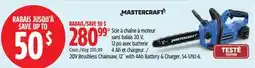 Canadian Tire Mastercraft 20V Brushless Chainsaw, 12 with 4Ah Battery & Charger offer
