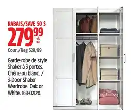 Canadian Tire 3-Door Shaker Wardrobe offer
