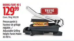 Canadian Tire Breville Adjustable Grilling Height Panini Maker offer